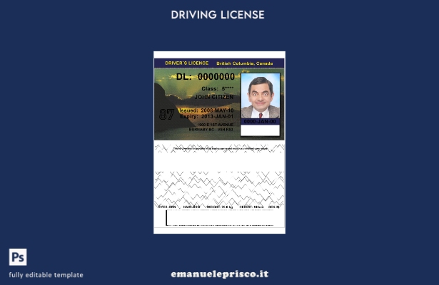 verified style stile verificato Canada British Columbia DL, modello di versione template